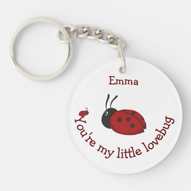 Little Lovebug Cute Ladybug Quote Custom Name Keyc Key Ring (Front)