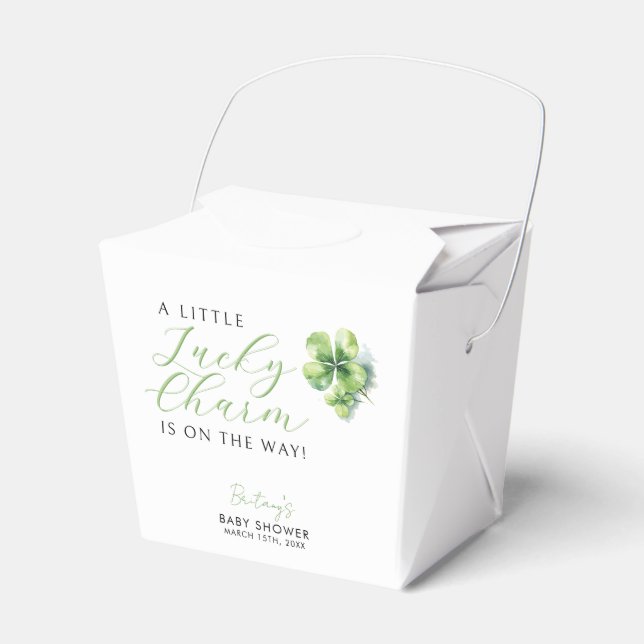 Little Lucky Charm is on the way Baby Shower Favour Box (Front Side)