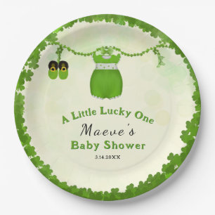 Little Lucky One Shamrock Baby Girl Outfit  Paper Plate