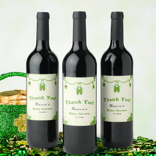 Little Lucky One Shamrock Baby Outfit Baby Shower Wine Label