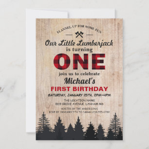 Little Lumberjack 1st Birthday Party Invitation