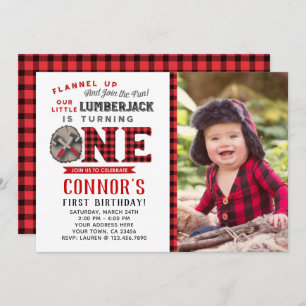 Little Lumberjack Birthday Invitation with Photo