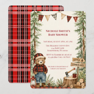 Little Lumberjack Boy Baby Shower Invitation