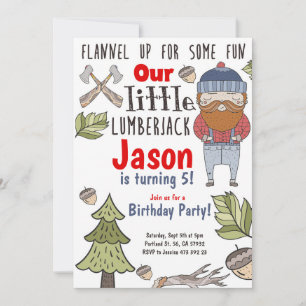 Little Lumberjack Boy Birthday Invitation 