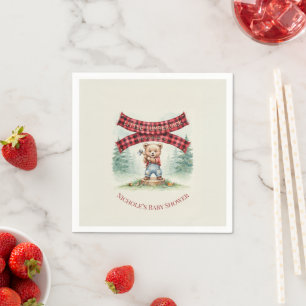 Little Lumberjack Is On The Way Boy Baby Shower Napkin