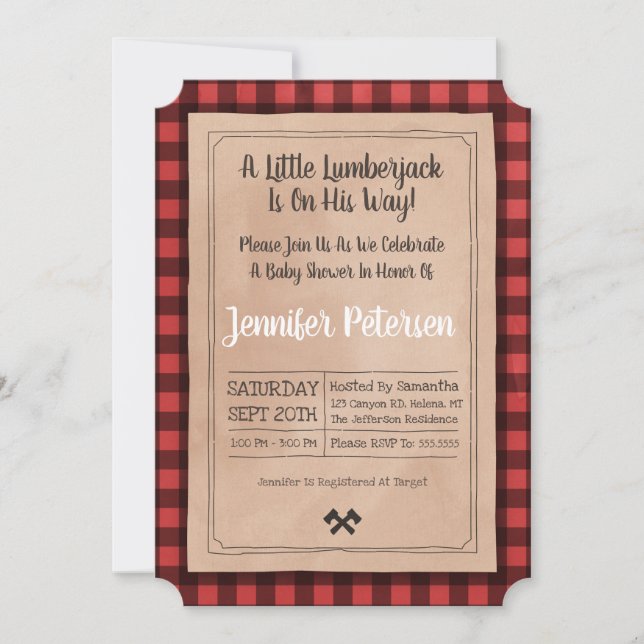 Little Lumberjack - Plaid Baby Shower Invitation (Front)