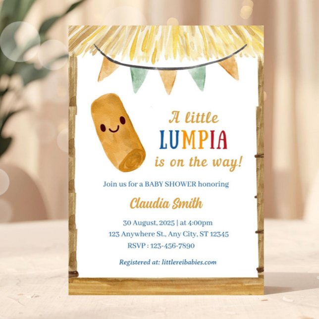 Little Lumpia On The Way Filipino Baby Shower  Invitation (Little Lumpia Baby Shower Invite, A Little Lumpia is on the Way, Baby Shower Invite, DIY Filipino In)