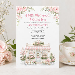 Little Mademoiselle Parisian Café Baby Shower Invitation