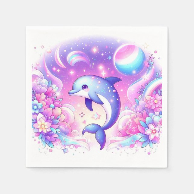 Little Magical Dolphin Baby Shower Napkin (Front)