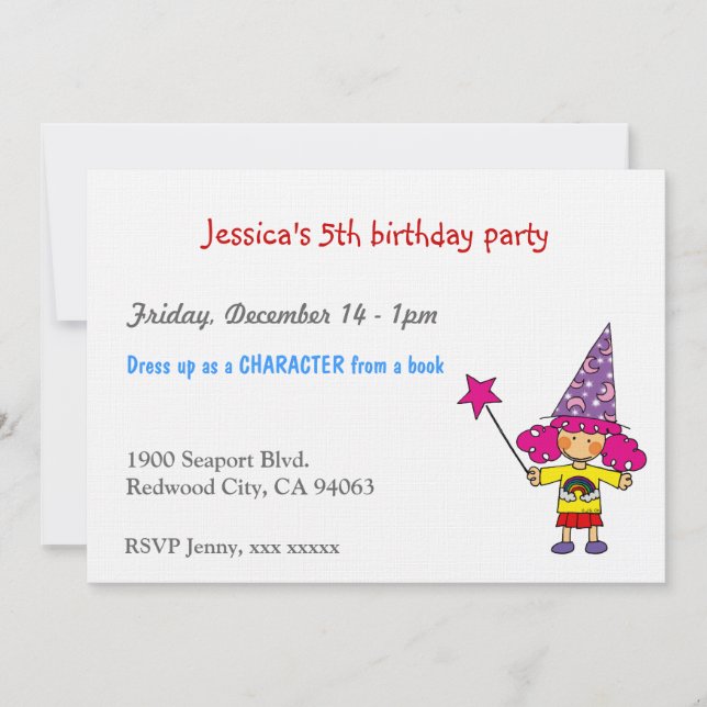 Little magician birthday party invitation (Front)