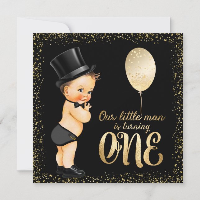 Little Man 1st Birthday Invitation (Front)