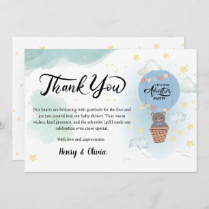 little man adventure awaits baby shower thank you card