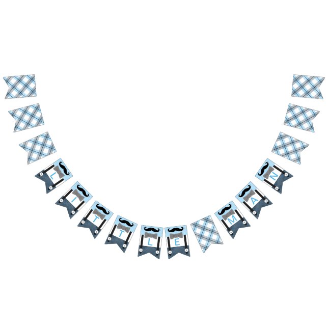 Little man baby blue navy boy baby shower bunting  (All)