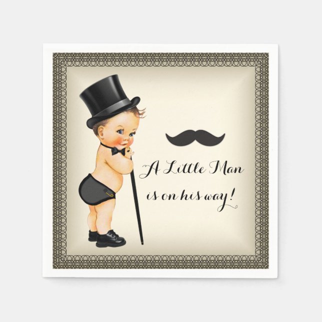 Little Man Baby Boy Shower Napkin (Front)