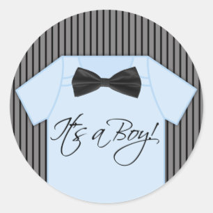 Little Man Baby Shower Classic Round Sticker