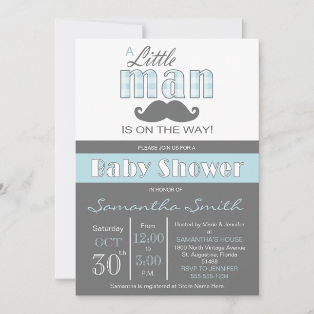 Little Man Baby Shower Invitation (Front)