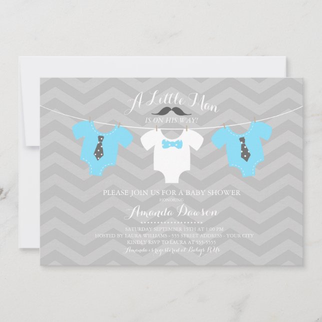 Little Man Baby Shower Invitation (Front)
