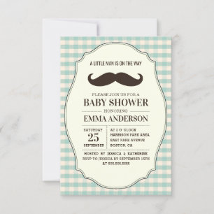 Little Man Baby Shower Invitation Boy - Moustache