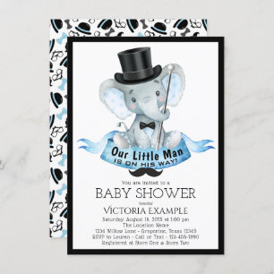 Little Man Baby Shower Invitation Dapper Elephant