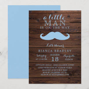 Little Man Baby Shower Invitation   Wood Moustache