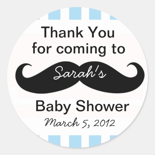 Little Man Baby Shower party Favour Stickers gift (Front)