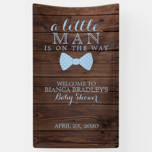 Little Man Baby Shower Rustic Wood Bowtie Banner