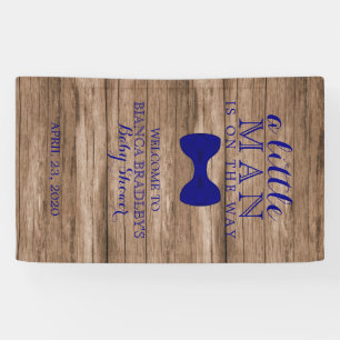 Little Man Baby Shower Rustic Wood Navy Bow tie Banner