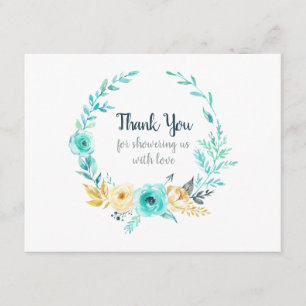 Little Man Baby Shower Teal Blue Thank You