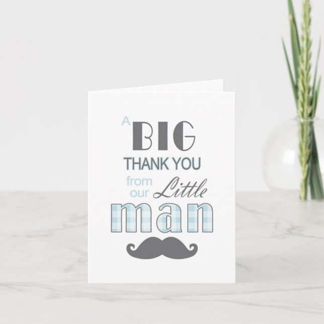 Little Man Baby Shower Thank You Card Moustache (Front)