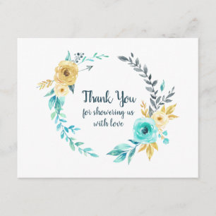 Little Man Baby Shower Wreath Teal Blue Thank You