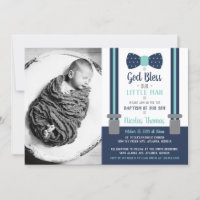 Little Man Baptism Invitation, Blue, Aqua