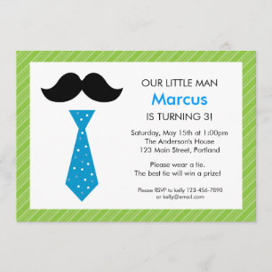 Little Man Birthday Invitation - Green