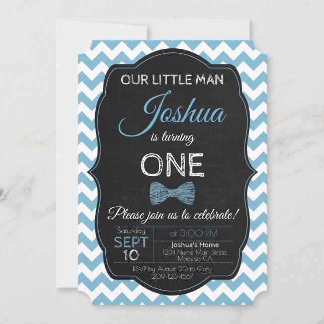 Little Man Birthday Party Invitation (Front)