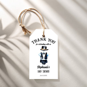 Little man black tuxedo hat baby shower favour gift tags