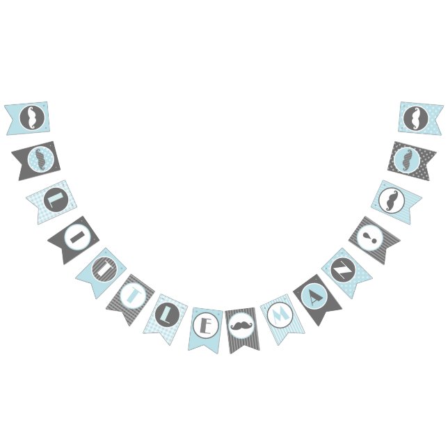 Little Man Blue and Grey Moustache Banner (All)