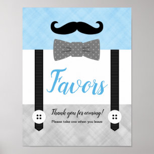 Little man blue gray boy baby shower favors sign