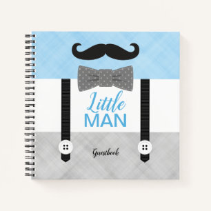 Little man blue grey boy baby shower guest book