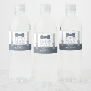 Little Man Bottle Wrapper with Bow Tie Water Bottle Label
