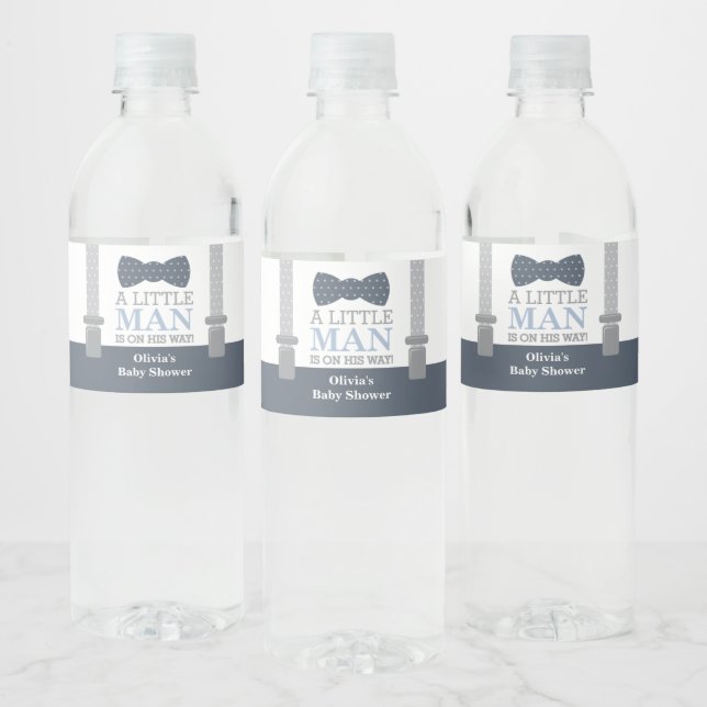 Little Man Bottle Wrapper with Bow Tie Water Bottle Label (Bottles)