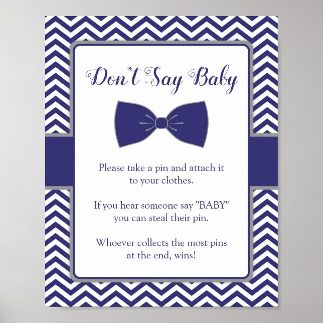 Little Man Bow Tie Baby Shower Don't Say Baby Sign (Front)