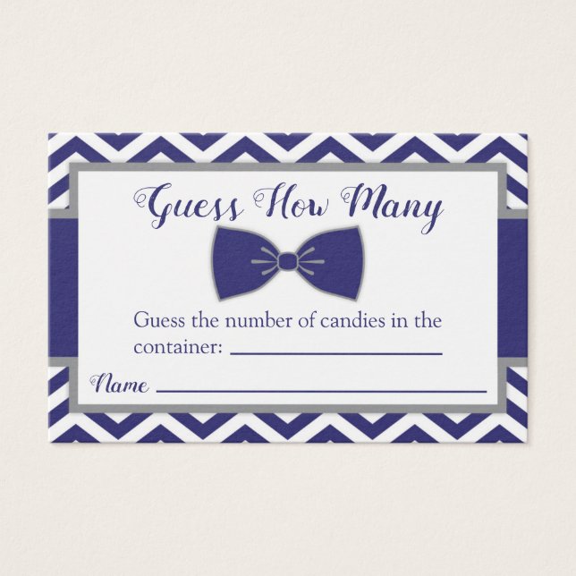 Little Man Bow Tie Baby Shower Guess How Many Card (Front)