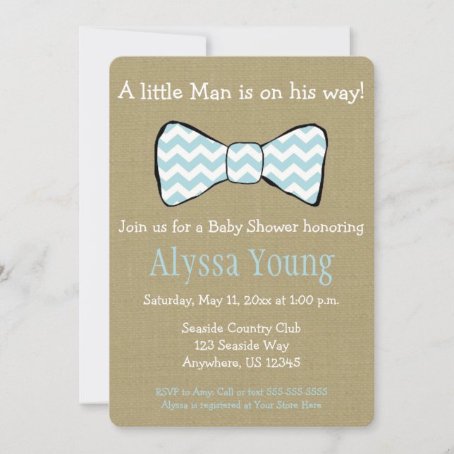 Little Man Bow Tie Baby Shower Invite (Front)