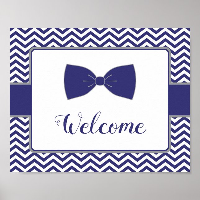 Little Man Bow Tie Baby Shower Welcome Sign (Front)