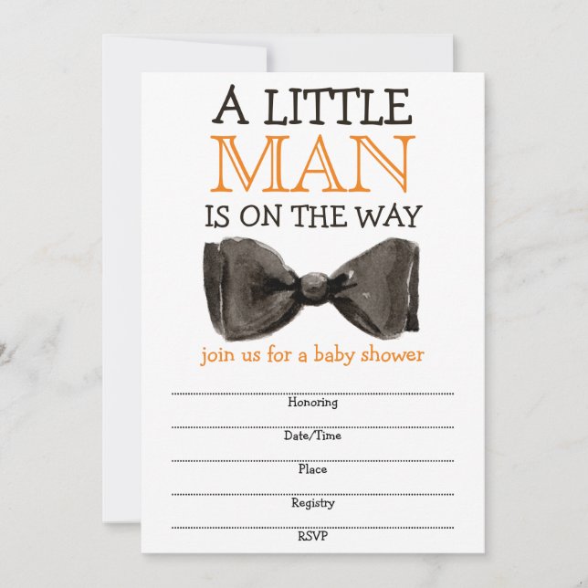 Little Man Bow tie Boy Baby Shower (Front)