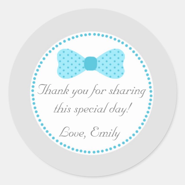 Little Man Bow Tie Favour Label Thank You Sticker (Front)