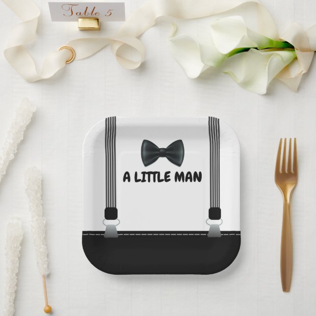 Little Man Bow Tie Themed Baby Shower Paper Plate (Wedding)