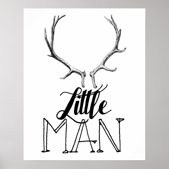 Little man boy nursery decor sign Antlers woodland (Front)