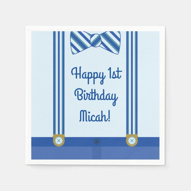 Little Man Boy's 1st Birthday Party Napkin (Front)