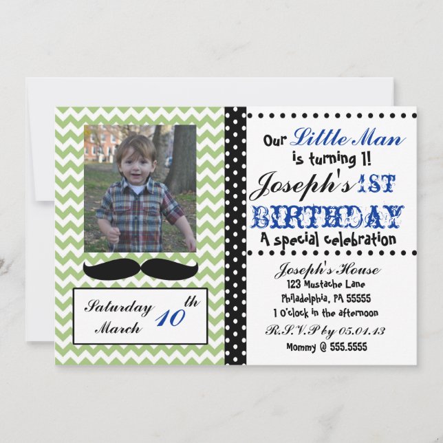 Little Man Chevron Invitation (Front)