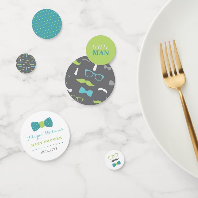 Little Man Confetti, Teal, Lime Green, Grey Confetti (Group)